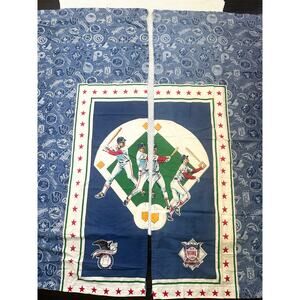 MLB 90s Vintage Baseball Team Logos USA Window Panel Curtains Set of 2